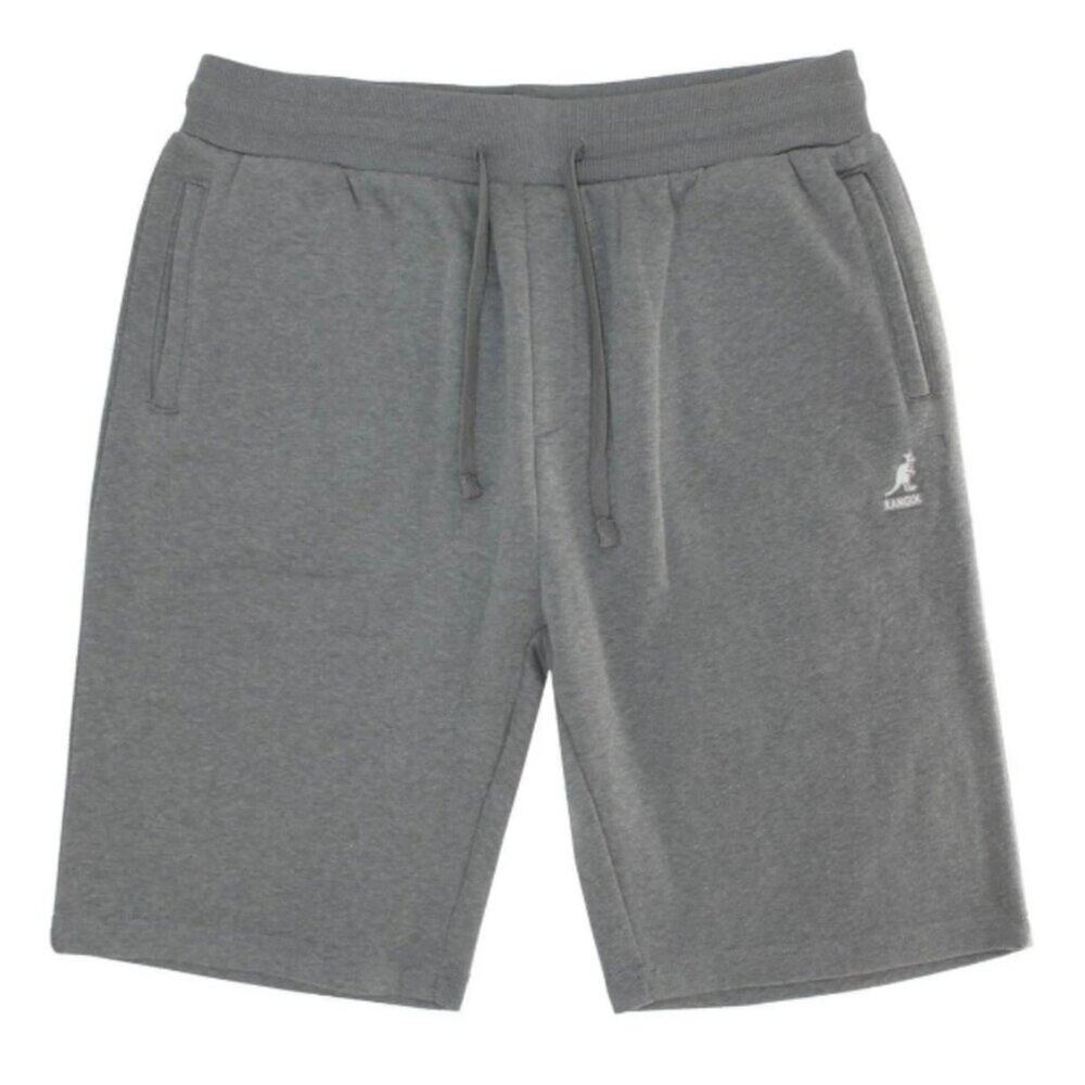 Kangol Men's Athletic Plush Fleece Shorts Grey with White Logo Medium